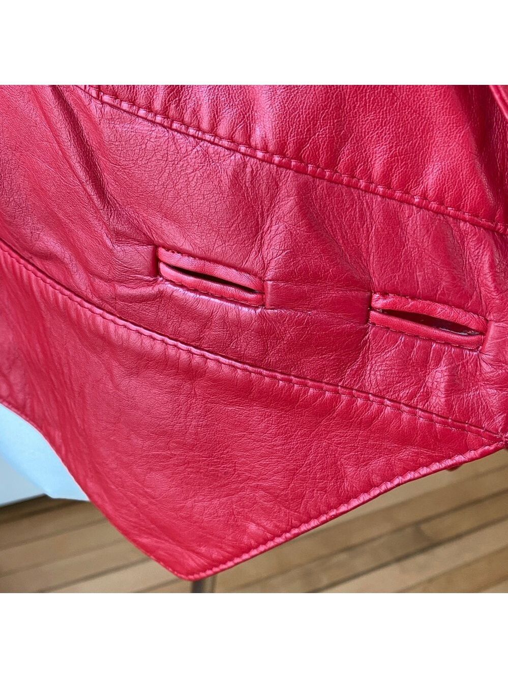 Vintage The Leather Ranch Red Genuine Leather Jacket, Size 3 - Picture 12 of 17